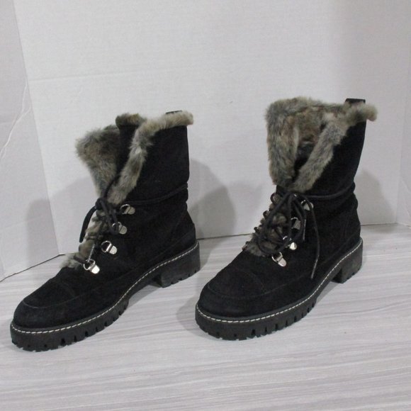 STUART WEITZMAN LUGE BLACK SUEDE, FUR LINED BOOTS! SIZE 4.5 - Picture 6 of 12